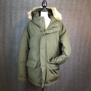 Uniqlo Down Olive Hooded Men's Puffer Parka Coat Size L
